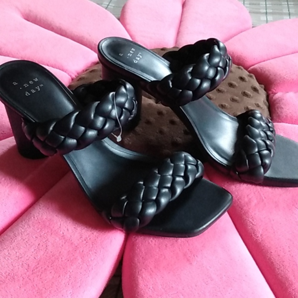 Black weaved heels by a new day